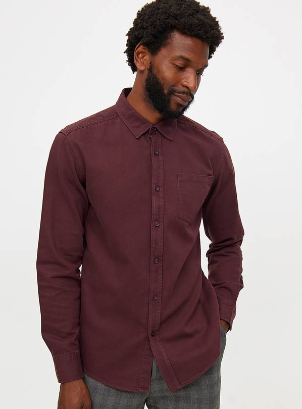 Dark Red Twill Long Sleeve Shirt L